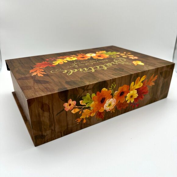 Ashland Gratitude Fall Farmhouse Magnetic Large Decorative Storage Box - Picture 4 of 10